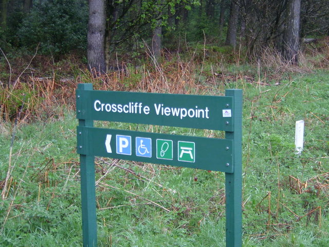 Signpost in Dalby Forest Park at Crosscliffe