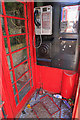 Vandalised public telephone box, Hoe Road, Bishop