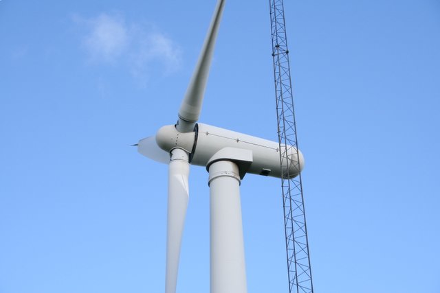 Closeup of wind turbine