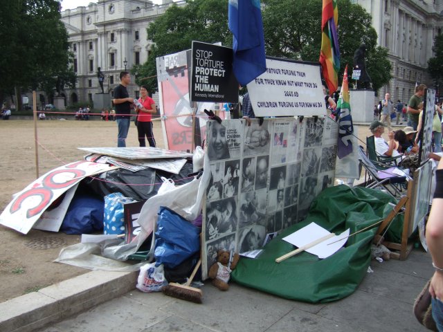 Brian Haw's protest camp in Parliament Square