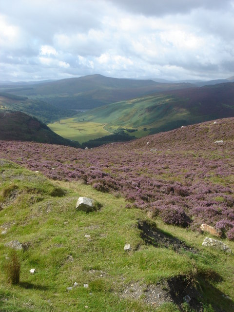 View from the R759 down the valley between Lough Tay and Lough Dan