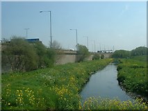 SP0195 : River Tame and M6 Motorway near Bescot by John M