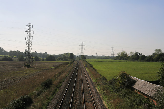 Romsey to Southampton railway line seen from bridge over Coldharbour Lane, Lee