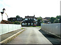 Beal,  The Hungry Fox Pub, viewed from the bridge over the River Aire.