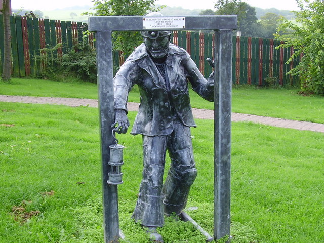Sculpture of miner Craghead near Stanley