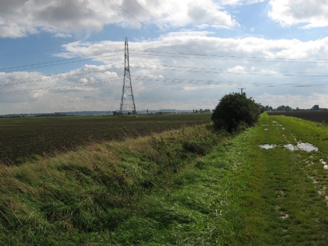 Field Pylon Bush And Drain © Roger Gilbertson Geograph Britain And