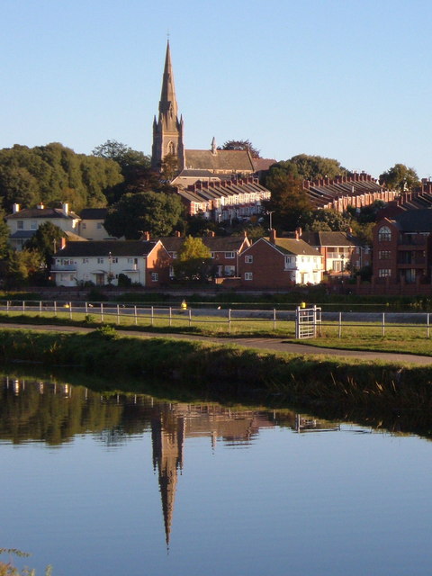 St Leonard's Church, Exeter from across the canal