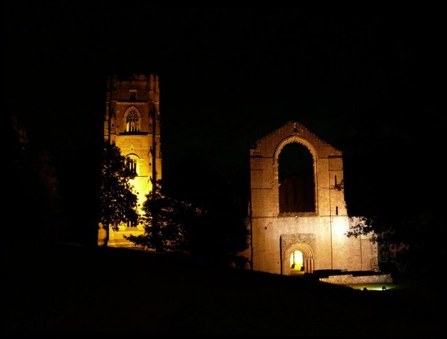 Fountains Abbey by floodlight