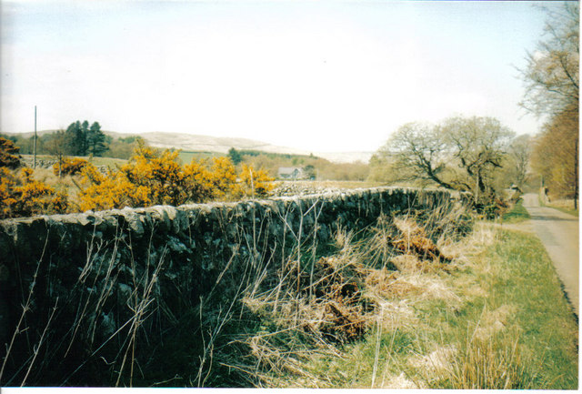 Dry stone wall next to unclassified road