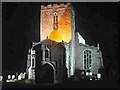 Debenham Church lit in late Spring