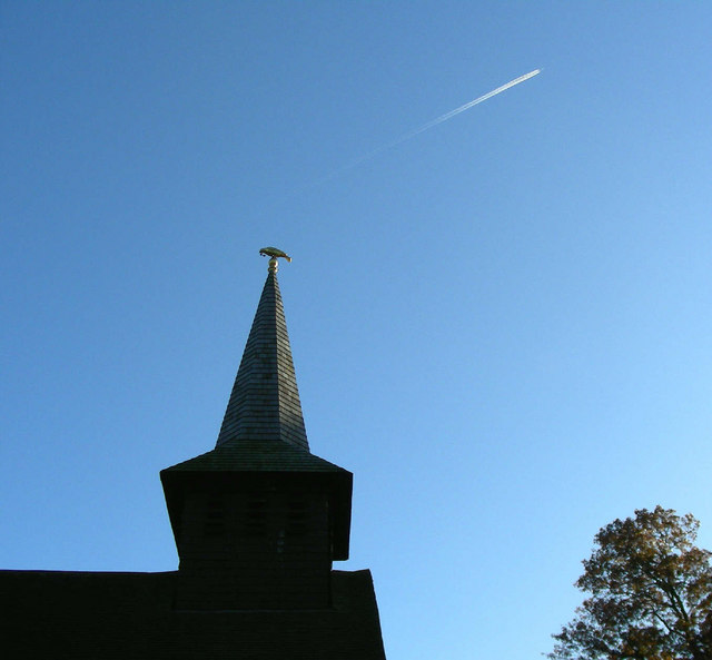 Steeple and plane