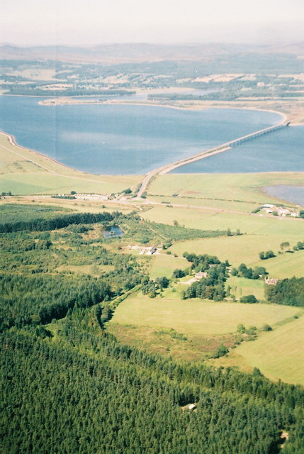 Aerial view of Tarlogie and the Dornoch Bridge behind