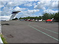 Line up of resident aircraft by the eastern fence at Blackbushe