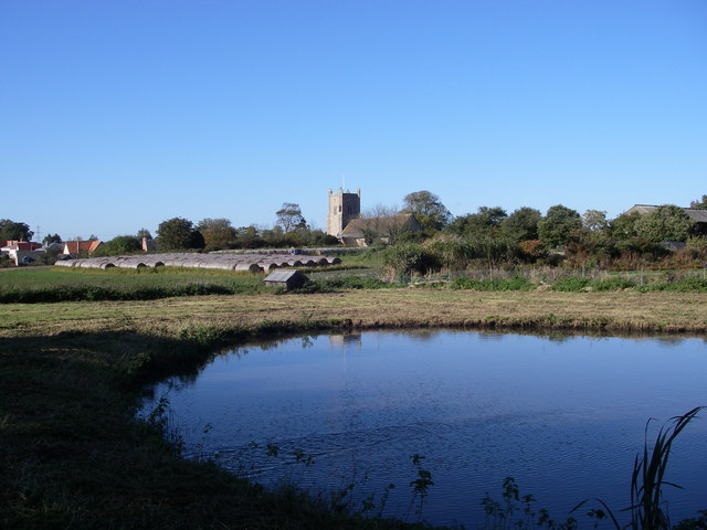 Pond and church - Friston