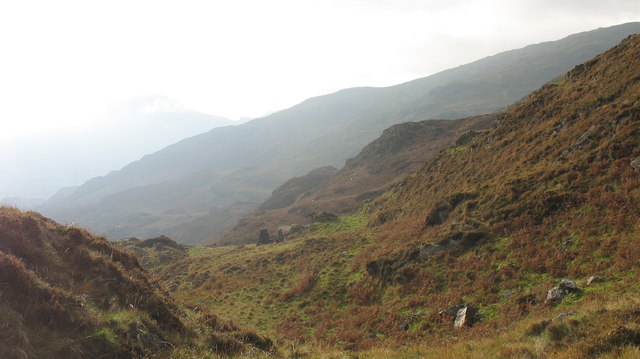 Cwm Bleiddiaid col with Miner's Cottage