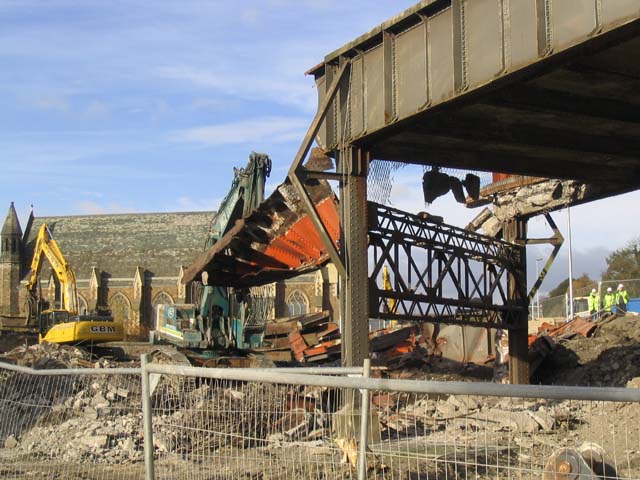 The demolition of Galashiels Station Bridge