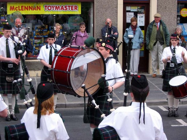 Pipe band in Albert St, Kirkwall