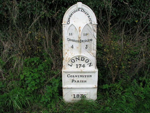 Cast Iron Mile Marker on the A48