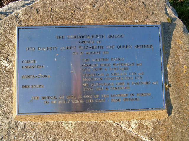 Plaque on the Dornoch Firth Bridge