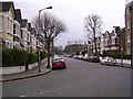 Southern end of Sisters Avenue, SW11 looking towards Clapham Common