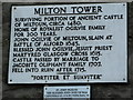 Plaque at Milton Tower, Keith