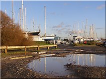 SU4805 : Hamble Point car park and marina entrance by Jim Champion