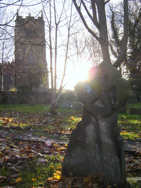 Celtic cross gravestone in St Mary's churchyard, Mold