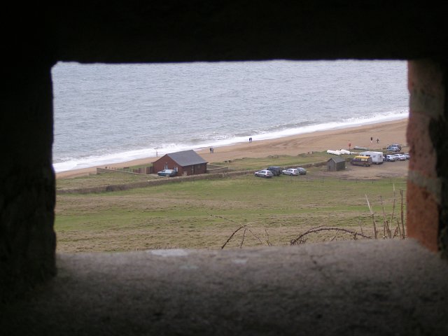 The Hive beach from WWII pillbox on Burton Common