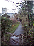 SU0425 : Footpath to Village Hall by Maigheach-gheal
