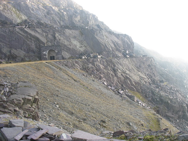 Dumped waste from the construction of the Dinorwig HEP station's shafts and tunnels below  Lernion