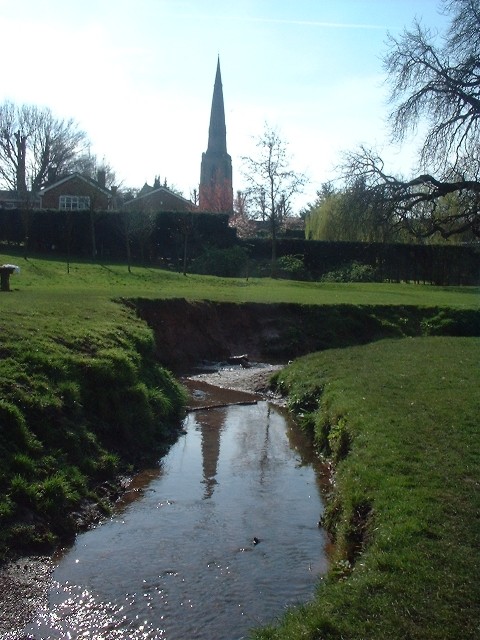 A view of Gedling Church from Ouse Dyke