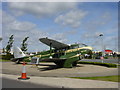 Replica of historic aircraft displayed outside Marriott Hotel