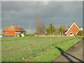 View of the houses and farmland on Chalk Pit Lane