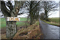 Off to the right of the A947, the lane  for Crichie.