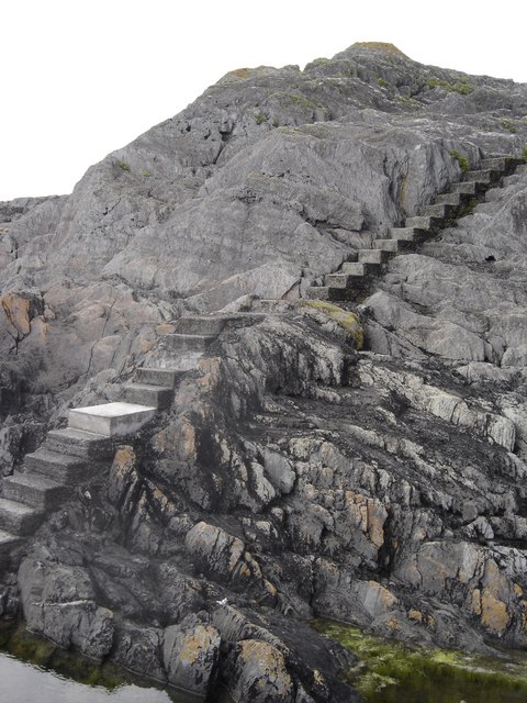 Stairs down to small Quay on Dunlough Bay