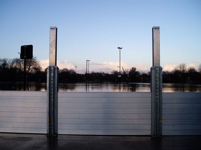 Flood defences at Frankwell car park, Shrewsbury