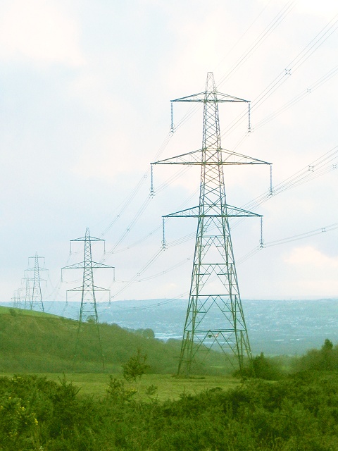 Pylons at north end of Mynydd Drumau