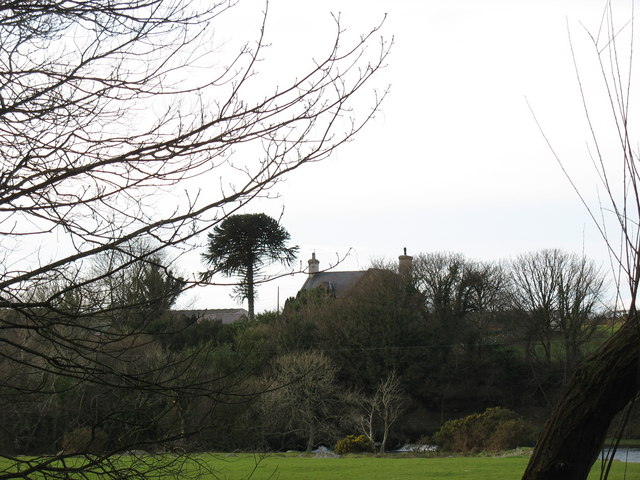 Glanrafon Farmhouse viewed from across the Seiont