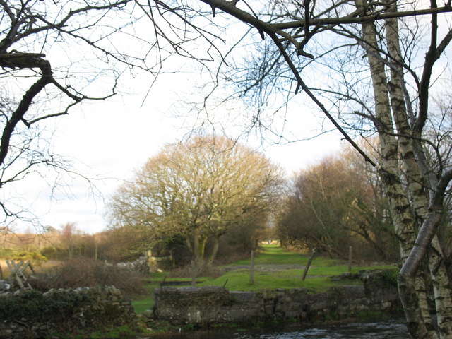 The continuation of the L&NWR trackbed on the other side of the bridgeless river