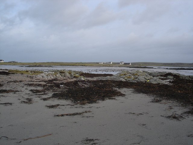 View from Carsamull across the newly exposed sand to Brock