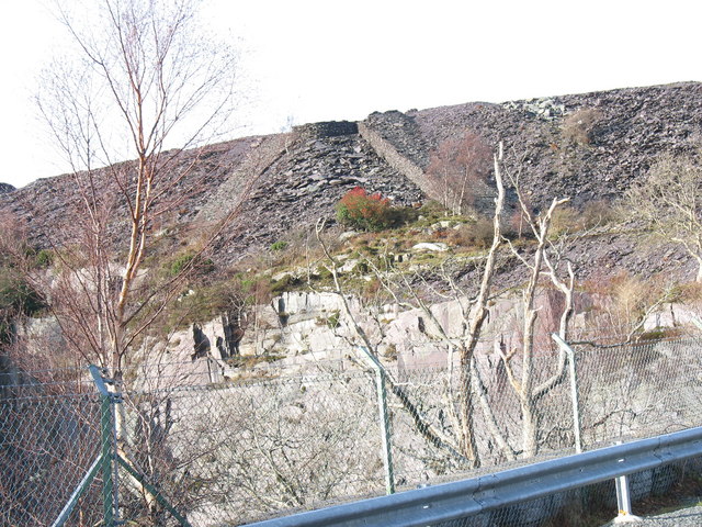 Two old internal inclines above the lower pit of Upper Glynrhonwy Quarry