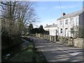 Road junction near a stream