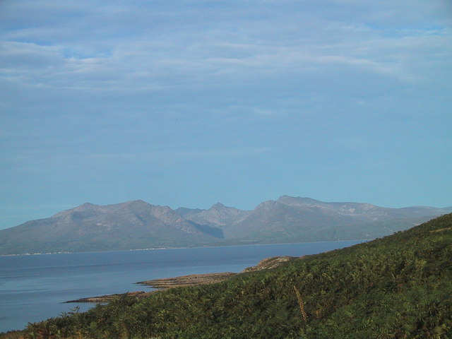 Towards Arran from the ridge west of Glencallum Bay