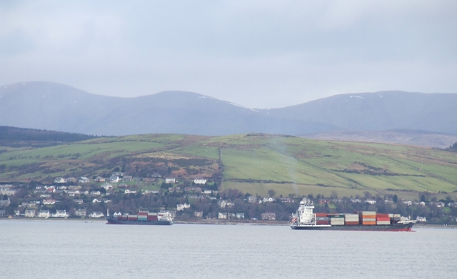 Container ships in the Clyde off Kilcreggan