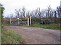 Public footpath, private road.