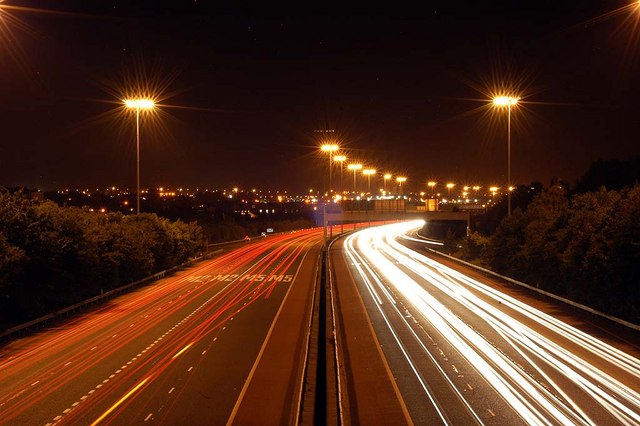 M2 Motorway at Night © Wilson Adams cc-by-sa/2.0 :: Geograph Ireland