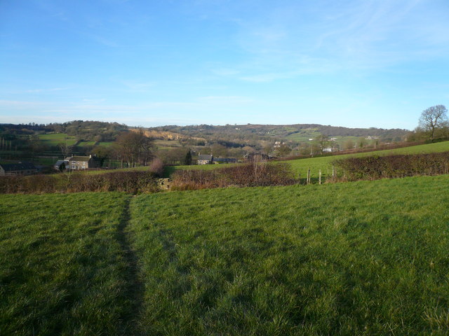 View across fields to Greenfield Farm