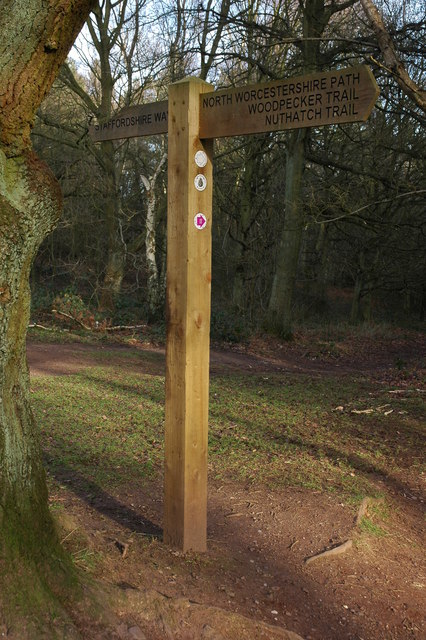 The meeting of the Staffordshire Way and the North Worcestershire Way