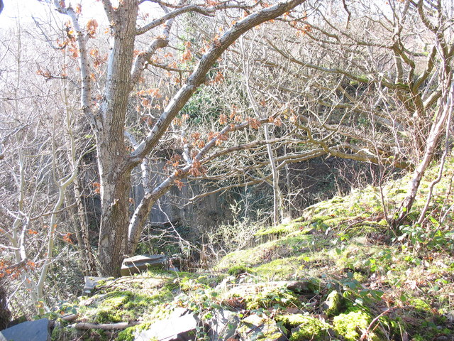 The backwall of the lower pit of Lower Glynrhonwy Quarry