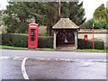 Bus shelter and telephone box at Lake